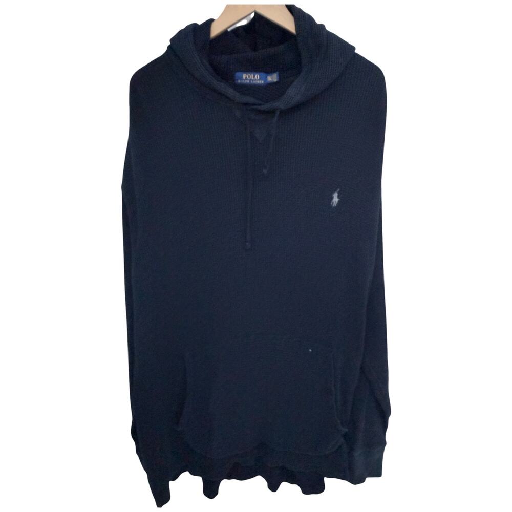 Polo Ralph Lauren Waffle Knit Hoodie Mens 2XLT Black Thermal Pullover